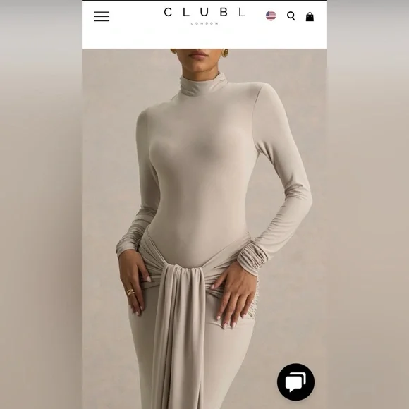 Club L London Cream Long Sleeve Maxi Dress - Picture 3 of 6